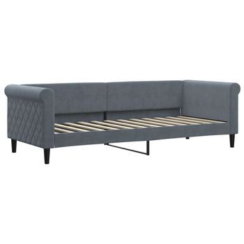 Cama Individual | Cama Para Adultos | Sofá Cama Terciopelo Gris Oscuro 80x200 Cm
