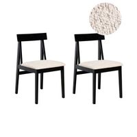 conjunto de 2 sillas de comedor asiento de boucle de poliester beige estructura negra isle