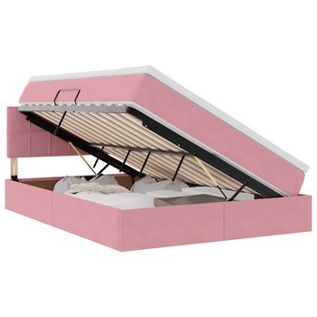Cama De Almacenamiento Led Con Colchón Rosa 140 X 190 Cm Vidaxl