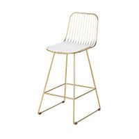 taburete alto de acero dorado con cojin blanco de 65 cm