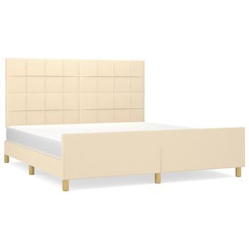 Cama Matrimonial | Cama Para Adultos | Cama Sin Colchón Tela Color Crema 180x200 Cm