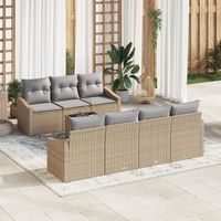 juego de sofa de jardin de 8 piezas con cojines beige ratan poliester v2164 unico  beige