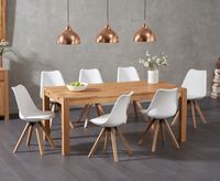 verona 150cm solid oak dining table with oscar faux leather square leg chairs