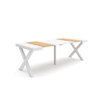 mesa consola extensible mesa comedor plegable 220 para 10 comensales patas madera maciza estilo moderno roble y blanco