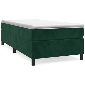 Estructura De Cama Con Somier Terciopelo Verde Oscuro 90x190cm Vidaxl