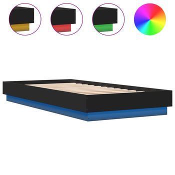 Cama Para Adulto | Cama Individual | Estructura De Cama Con Luces Led Negro 100x200 Cm