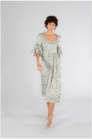 vestido largo con escote redondo en raso green flower s