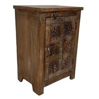 mesita de noche de madera acabado artesanal marron 50x36x71h cm