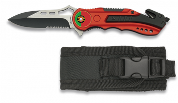 Navaja Albainox Roja. Sierra. Funda. 6.5