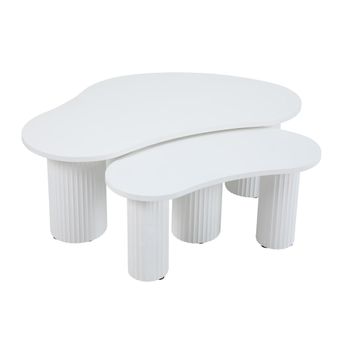 Mesa de centro nido de melamina blanca