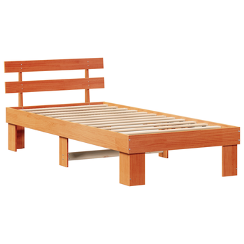 Cama Individual | Estructura De Cama Con Cabecero Marrón Encerado 100x200 Cm Madera Sólida Pino Cfw79318