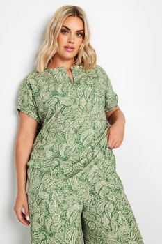Yours Top Rosa Verde Cachemira, Mujer Curvy Y Tallas Grandes, Yours