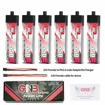 Batería LiHV 1S Gaoneng de 3,8V 550mAh 100C con enchufe A30 para HGLRC DraShark Emax Tinyhawk S BetaFPV Beta75X (Paquete