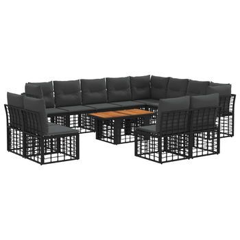 Conjunto De Sofás De Jardín 13 Uds. Negro Y Gris Oscuro Vidaxl