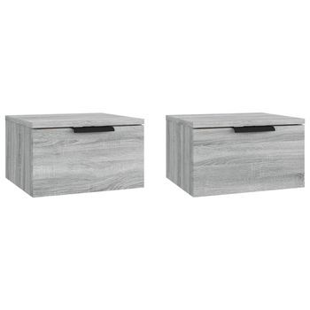 Mesita De Noche De Pared 2 Uds Color Gris Sonoma 34x30x20 Cm Vidaxl
