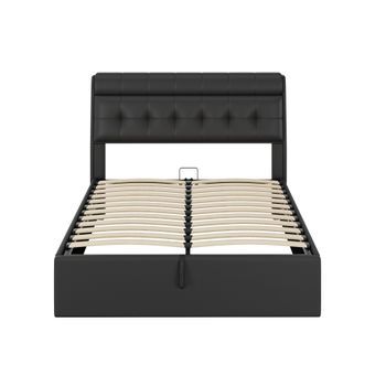 Cama Con Canapé 140x200cm En Polipiel Cabecero Con Canapé Negro