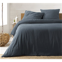 ropa de cama de gasa de algodon 240x260cm - varios colores - azul homeflair