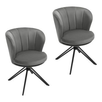 2 Sillas De Comedor Giratorias, Sillas De Cocina De Terciopelo, Respaldo Envolvente, Gris Oscuro.