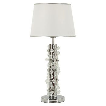 Lámpara De Mesa De Metal Con Flores De Resina Transparentes Cm Ø 35x74