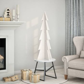 Árbol De Navidad | Decoraciones De Navidad De Adorno Madera Maciza Pino Blanco 112 Cm Cfw520657