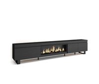 mueble tv television muebles de salon almacenaje 288x35x57cm para tv gran formato chimenea electrica xxl diseno industrial estilo moderno negro