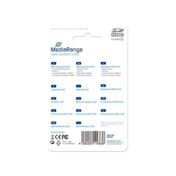 Tarjeta de memoria MEDIARANGE MR963 16 GB SDHC Clase 10 Azul