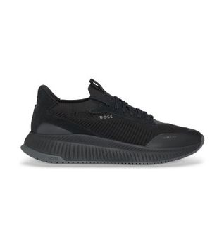 BOSS para hombre. 50523113 Zapatillas TTNM EVO con empeines de punto Negro (46), Plano, Cordones, Casual