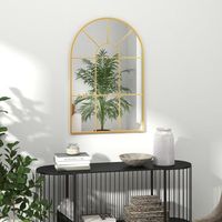 espejo decorativo de pared de metal vidrio homcom 60x2x91 cm-dorado