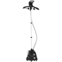 homcom plancha vertical a vapor de 14l con barra extensible y 2 ruedas en abs y pp 26x215x29 cm negro