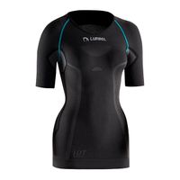 camiseta termo-reguladora woman lurbel cristallo short sleeves w - s gris marengo  turquesa