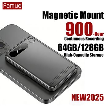 Grabadora Magnética Mini Famue L28, Sincronización con Smartphone Tipo-C |   Grabación Continua de 900 Horas |   Guardado Automático de Emergencia |   64GB/128GB