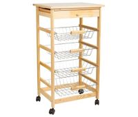 carrito de cocina de madera de pino marron 47x37x85