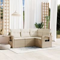 conjunto de sofas jardin con cojines 4 uds  mueble jardin mesa y sillas ratan sintetico beige cfw295459