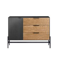 aparador multifuncional con 1 puerta y 3 cajones madera negra