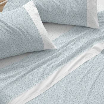 Juego De Sábanas Infantiles 50% Algodón Diseño Florecitas Azul 150 X 190/200 Cm - Azul - Burrito Blanco
