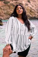 yours bluson blanco de rayas en algodon mujer curvy y tallas grandes yours