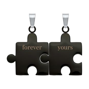 Colgante para pareja forever yours de acero inoxidable negro