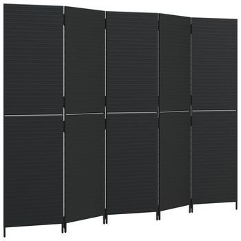 Biombo De 5 Paneles Ratán Sintético Negro Vidaxl