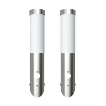 2 Apliques De Exterior Con Detector De Movimiento, Acero Inoxidable Vidaxl