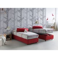 talamo italia cama individual con contenedor silvia sommier made in italy cama con revestimiento de tela apertura frontal con colchon de 80x190 cm incluido rojo