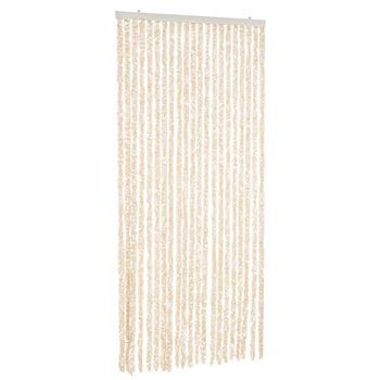 Cortina Antimoscas Chenilla Beige Y Blanco 90x220 Cm Vidaxl