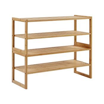 Estantería De Baño De Bambú Cm 4 Niveles Apilable De Madera Marrón Claro Uvalda