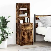 mesilla de noche - mueble para dormitorio - madera de ingenieria - roble ahumado 39x35x125cm