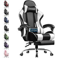gtplayer silla gaming ergonomica con masaje reposapies y cojin lumbar silla de oficina giratoria con reposacabezas cuero blanco