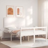 cama para adultos  cama para personas mayores con cabecero madera maciza blanco cfw563480