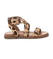 carmela para mujer 16238903-leopardo sandalias de piel 162389 marron 38 plano hebilla casual animal print