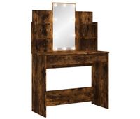 tocador - tocador de maquillaje - mesa de tocador con luces led roble ahumado 96x40x142 cm