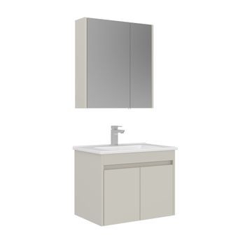 Conjunto De Mueble Con Lavabo Y Espejo (2 Piezas)  - 65 X 45 X 52 Cm - Cashmere