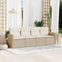conjunto de sofas jardin con cojines 4 uds  mueble jardin mesa y sillas ratan sintetico beige cfw906658