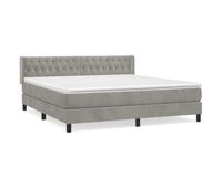 cama box spring con colchon terciopelo gris claro 160x200 cm diseno de botones